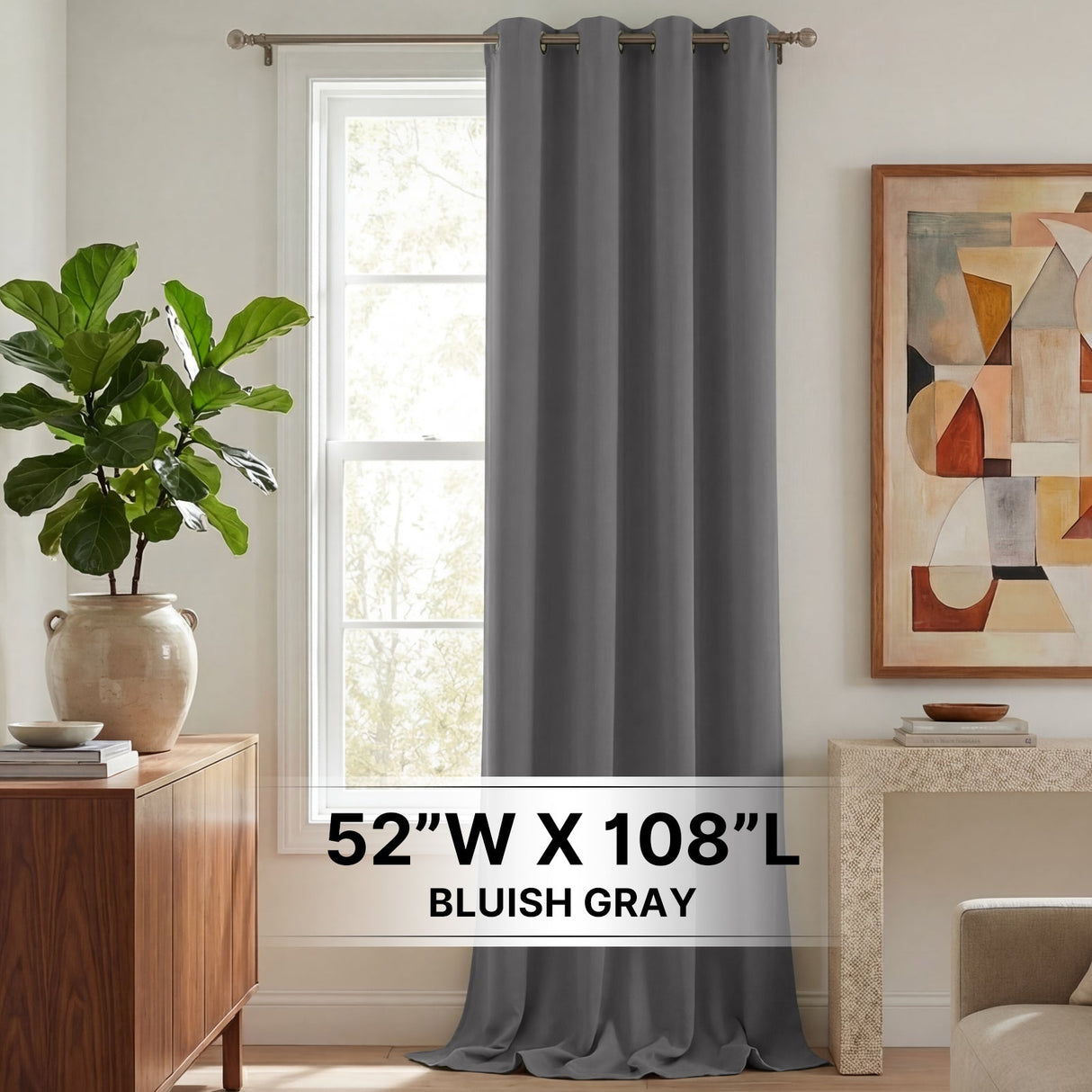 H.Versailtex 1 Panel Blackout Thermal Insulated Grommet Top Short Solid Color Curtain