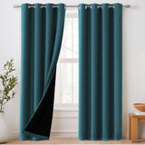H.Versailtex 100% Blackout Curtains with Black Liner 2 Panels Set