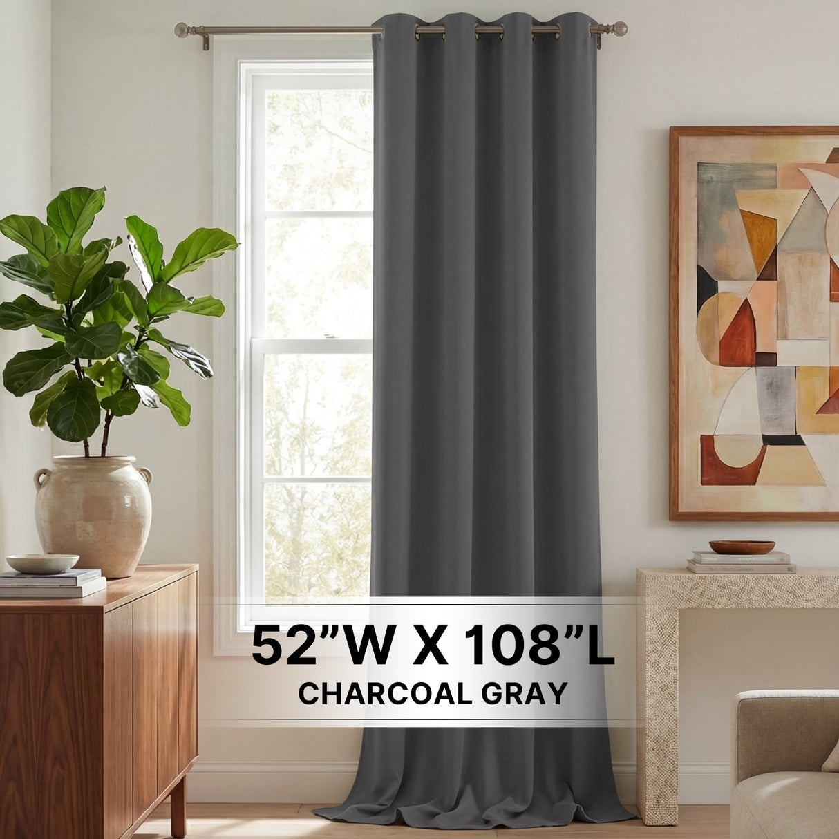 H.Versailtex 1 Panel Blackout Thermal Insulated Grommet Top Short Solid Color Curtain