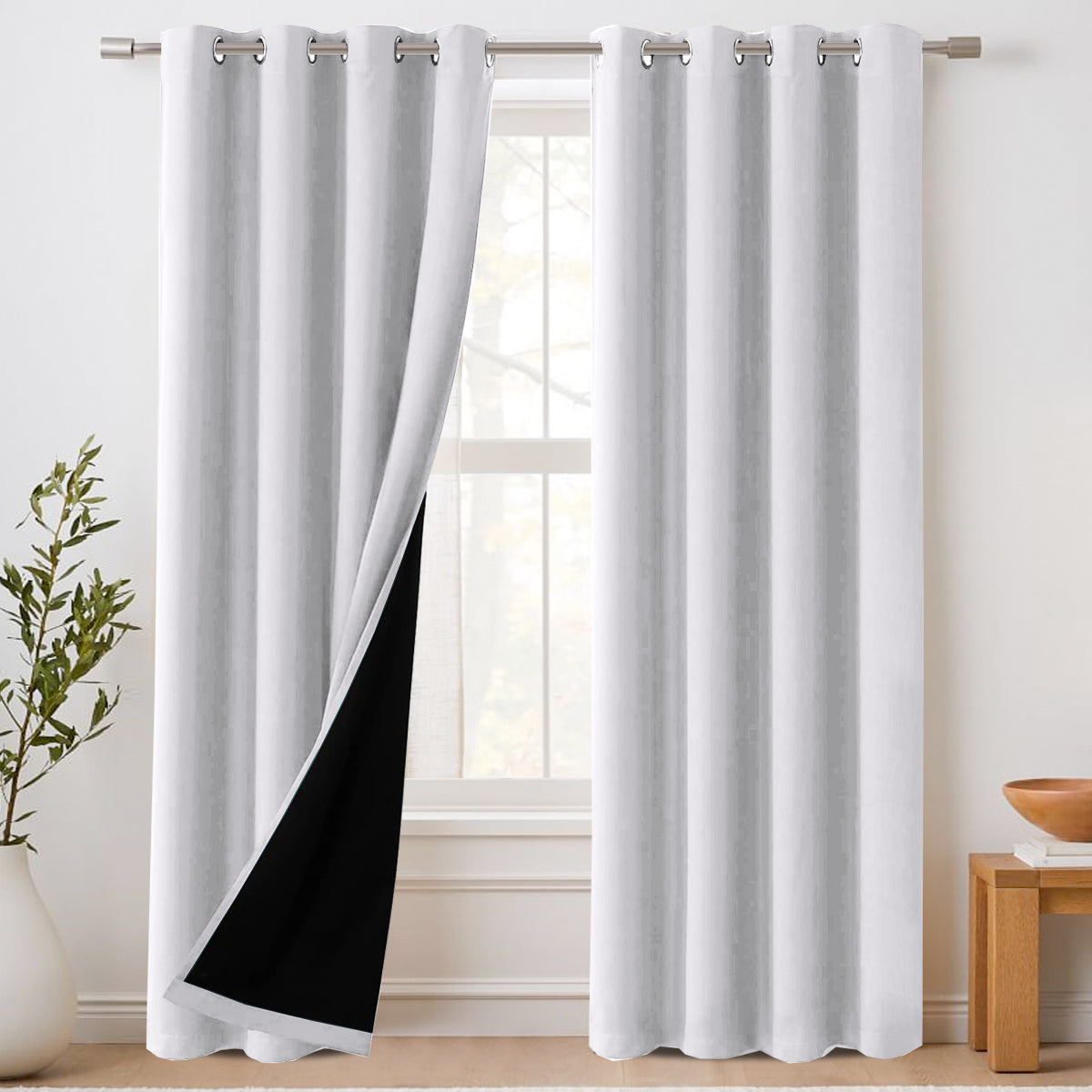 H.Versailtex 100% Blackout Curtains with Black Liner 2 Panels Set