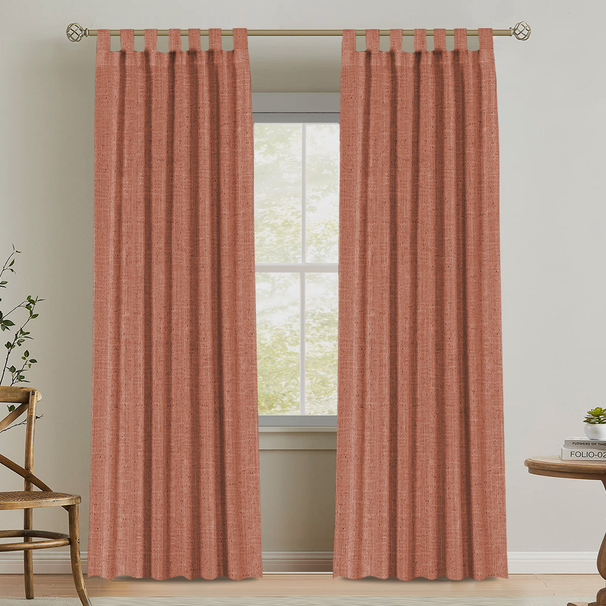 Natural Linen Tab Top Curtains Semi Sheer Curtains