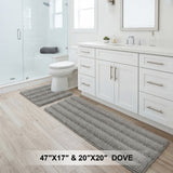 H.Versailtex 2 Pieces Extra Thick Chenille Striped Pattern Shaggy Bath Rugs Include 1 Rectangle and 1 Toilet Rug