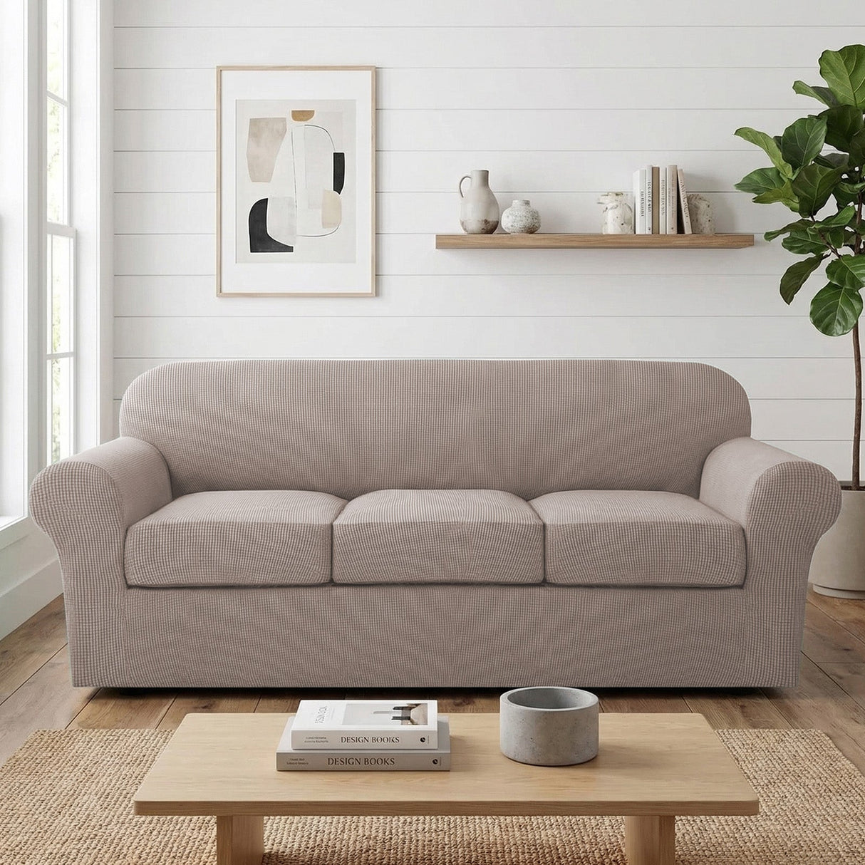 H.Versailtex Stretch Thicker Jacquard Fabric Sofa Slipcover