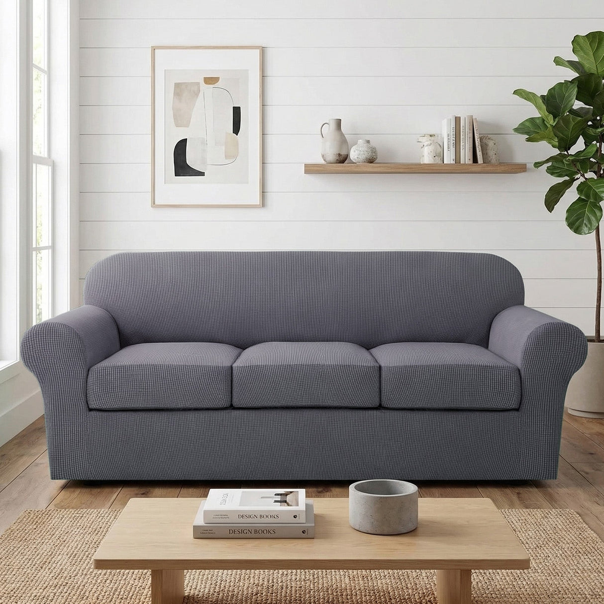 H.Versailtex Stretch Thicker Jacquard Fabric Sofa Slipcover