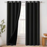 H.Versailtex 100% Blackout Curtains with Black Liner 2 Panels Set