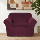 H.Versailtex 1 Piece Stretch Velvet Sofa Covers for Cushion Couch Covers with Non Slip Elastic Bottom