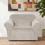 H.Versailtex 1 Piece Stretch Velvet Sofa Covers for Cushion Couch Covers with Non Slip Elastic Bottom