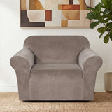 H.Versailtex 1 Piece Stretch Velvet Sofa Covers for Cushion Couch Covers with Non Slip Elastic Bottom
