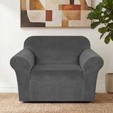 H.Versailtex 1 Piece Stretch Velvet Sofa Covers for Cushion Couch Covers with Non Slip Elastic Bottom