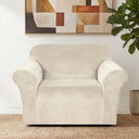 H.Versailtex 1 Piece Stretch Velvet Sofa Covers for Cushion Couch Covers with Non Slip Elastic Bottom