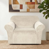 H.Versailtex 1 Piece Stretch Velvet Sofa Covers for Cushion Couch Covers with Non Slip Elastic Bottom