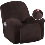 H.Versailtex Velvet Plush Slip Covers for Recliners with Arms 1-Piece Stretch Recliner