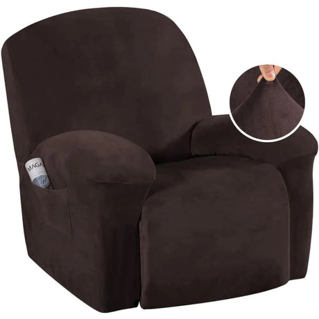 H.Versailtex Velvet Plush Slip Covers for Recliners with Arms 1-Piece Stretch Recliner