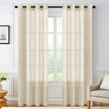H.Versailtex 2 Panels Natural Linen Blended Semi-Sheer Curtains Privacy Assured with Nickel Grommet