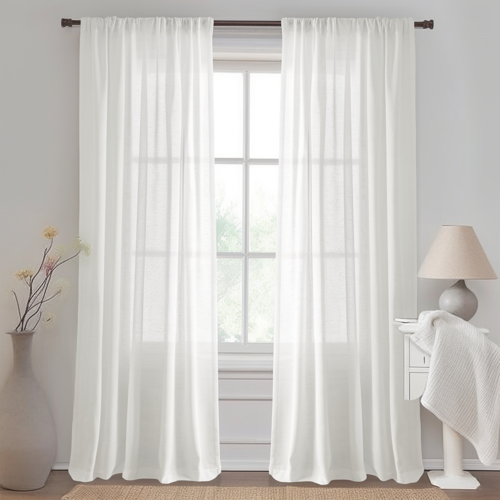 Rod Pocket Natural Linen Mixed Sheers Sold by 2 (52'' x 84'')