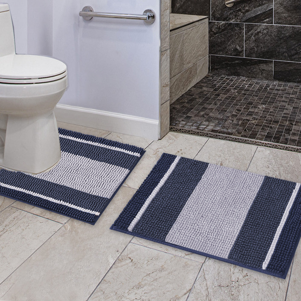 Chenille Ombre Bath Rug Set 20"x 32" & 20"x 20" U Shape