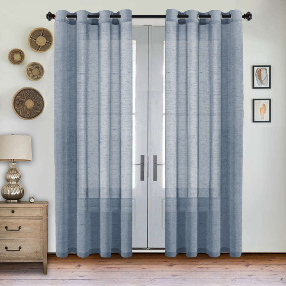 Grommet Semi Sheer Linen Draperies W52“ x L108" Set of 2 Panels