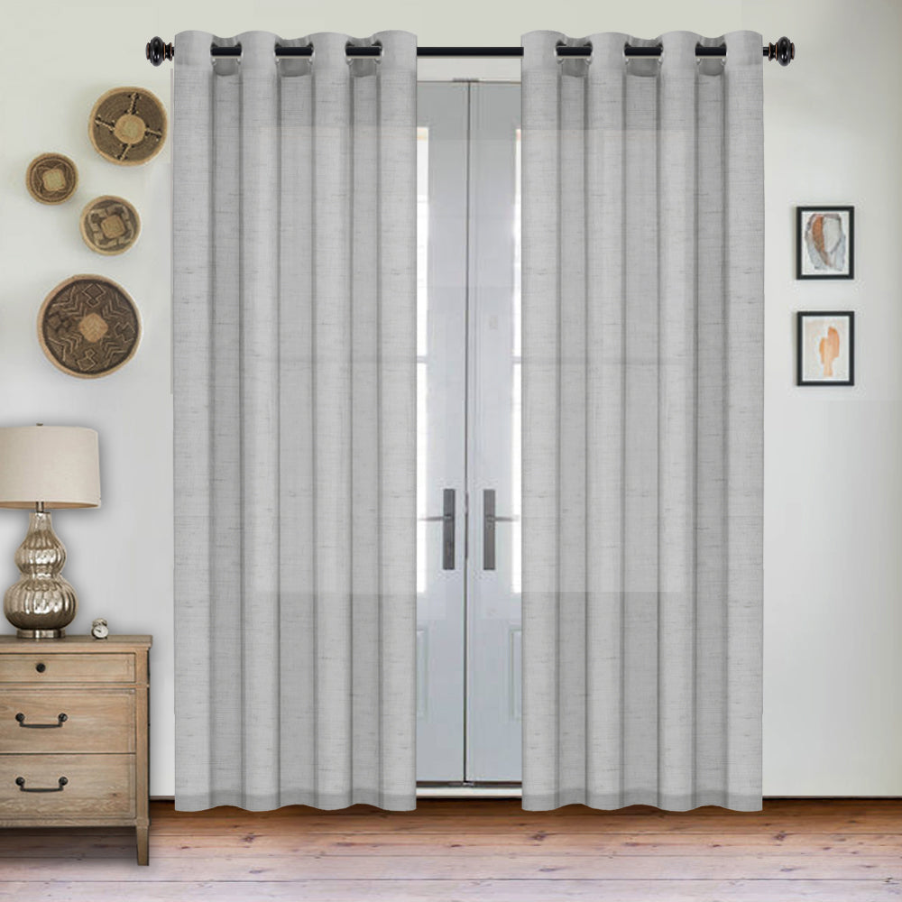 Grommet Semi Sheer Linen Draperies W52“ x L108" Set of 2 Panels