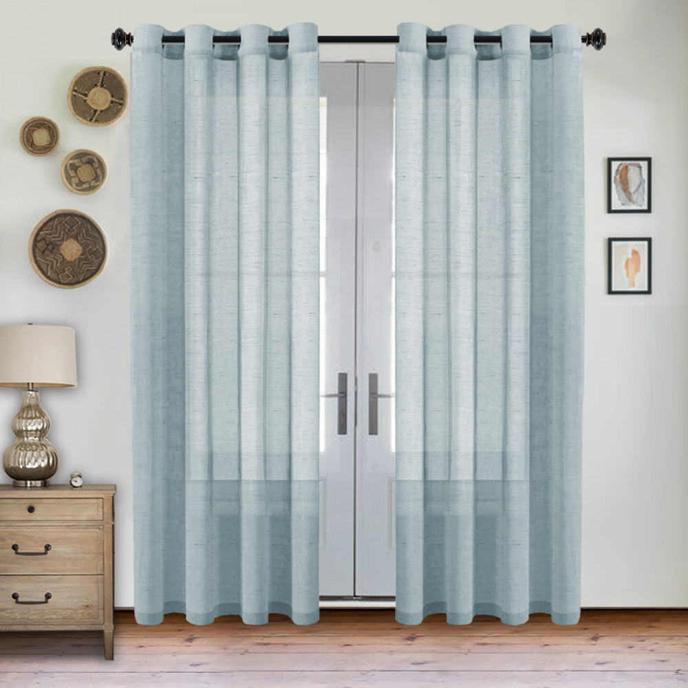 Grommet Semi Sheer Linen Draperies W52“ x L108" Set of 2 Panels