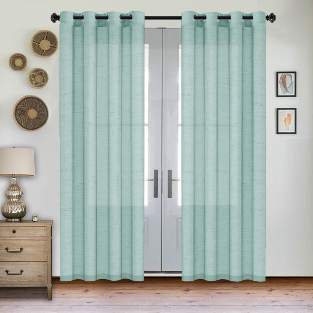 Grommet Semi Sheer Linen Draperies W52“ x L108" Set of 2 Panels