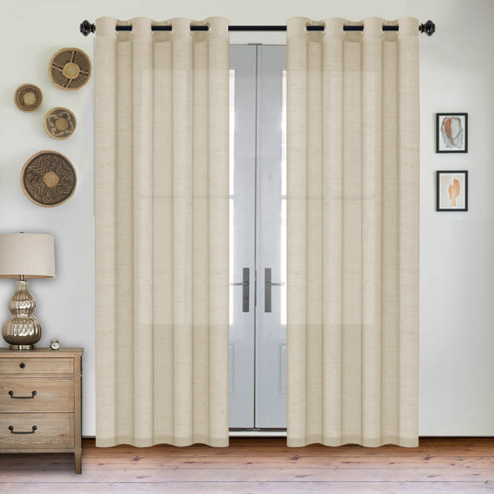 Grommet Semi Sheer Linen Draperies W52“ x L108" Set of 2 Panels
