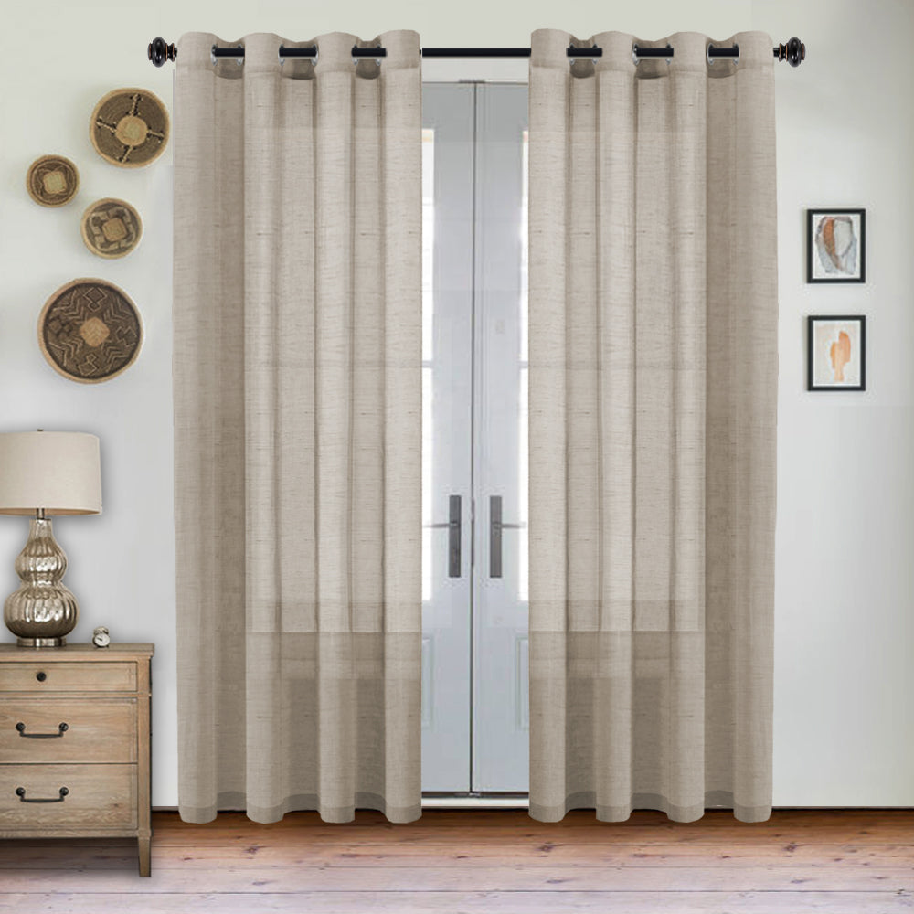 Grommet Semi Sheer Linen Draperies W52“ x L108" Set of 2 Panels