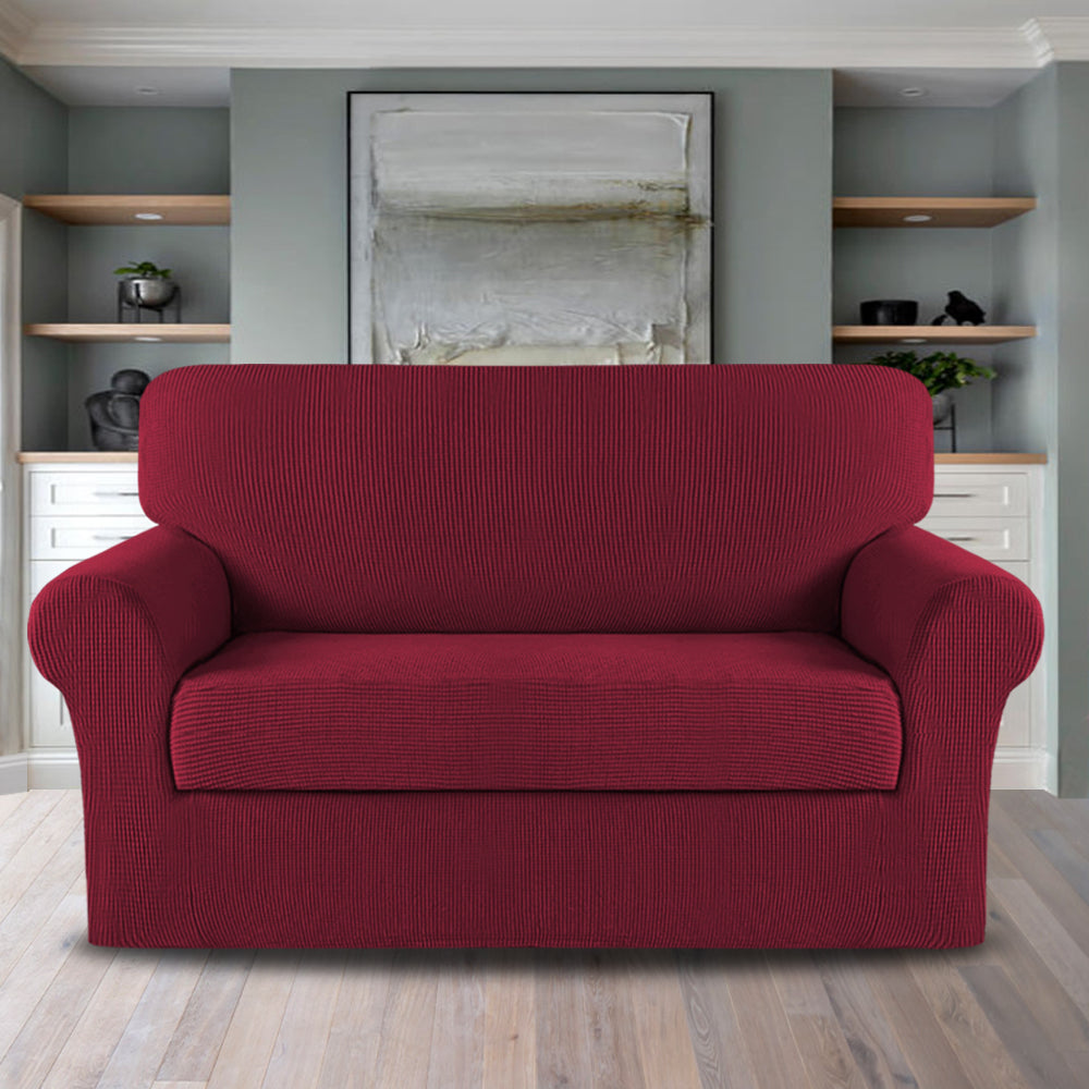 2-Piece Jacquard 2-Seater Loveseat Slipcover