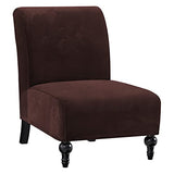 Armless Chair Slipcover Thick Striped Velvet Accent Chair Cover for Living Room High Stretch Slipper Chair Slipcover Removable Furniture Protector with Elastic Bottom, Machine Washable, Chocolate