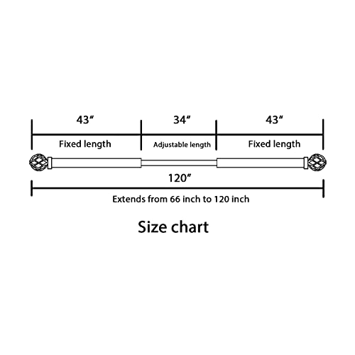 H.VERSAILTEX Window Curtain Rods for Windows 66 to 120 Inches Adjustable Decorative 3/4 Inch Diameter Single Window Curtain Rod Set with Twisted Cage Finials, Bronze