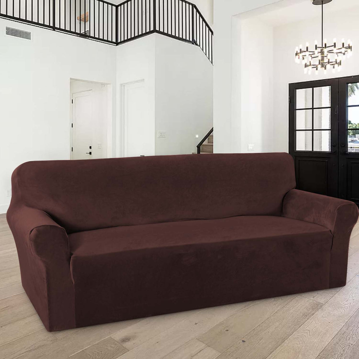 1-Piece Luxury Velvet 4 Seater Stretch Sofa Slipcover