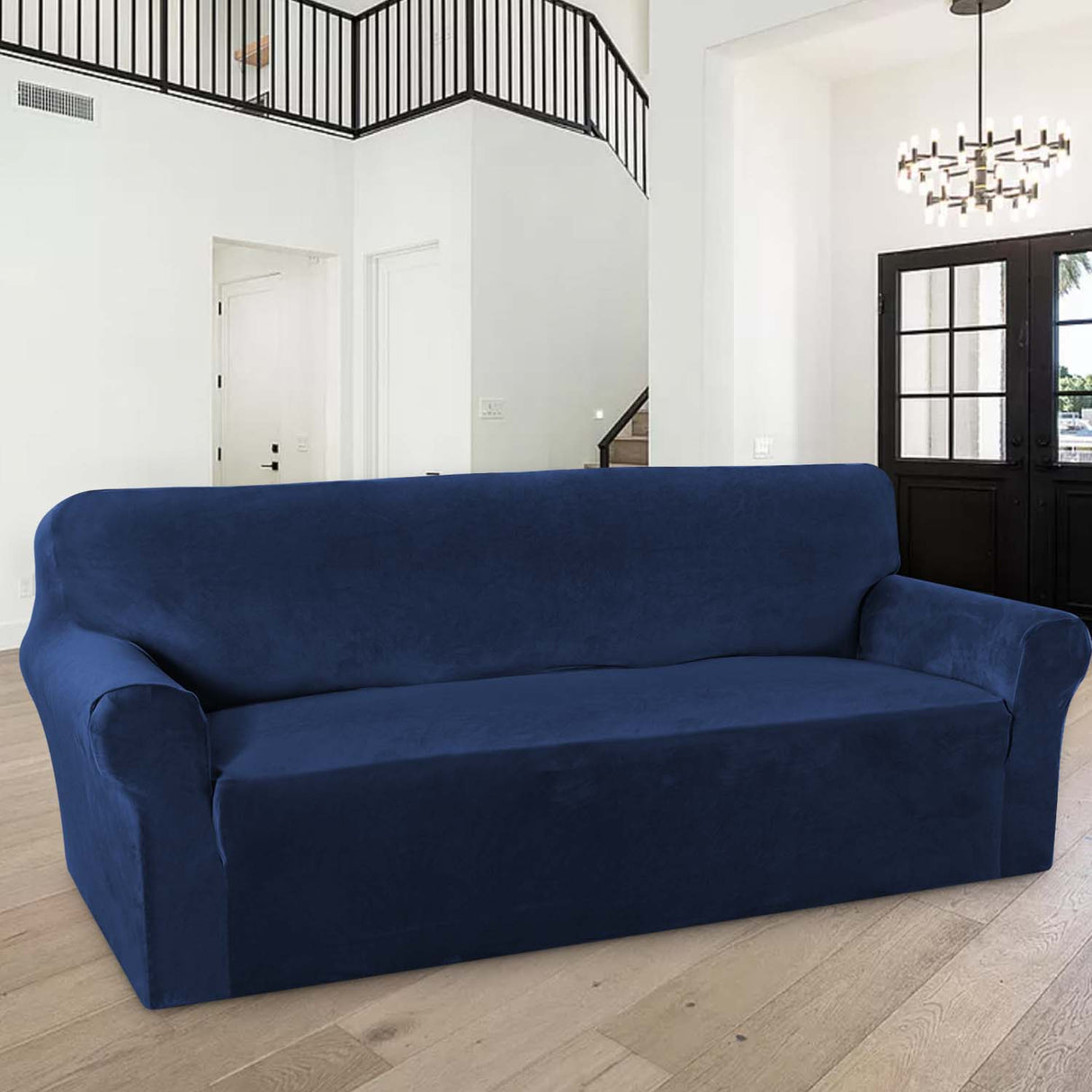 1-Piece Luxury Velvet 4 Seater Stretch Sofa Slipcover