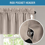 H.VERSAILTEX 100% Blackout Curtain Valances for Kitchen Windows/Bathroom/Living Room/Bedroom Thermal Insulated Rod Pocket Valances for Windows, 2 Pack, 52" x 18", Natural Sand
