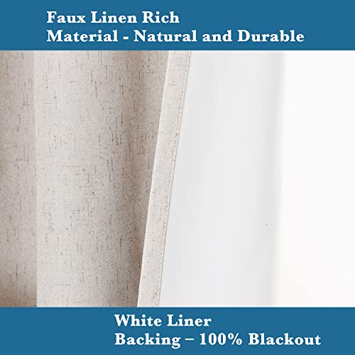 H.VERSAILTEX Linen Blackout Curtains Durable Thick Textured Linen Look 100% Blackout Patio Door Curtain Anti Rust Grommet Extra Wide Sliding Door Curtain Panel, W100 x L96 inch- Ivory