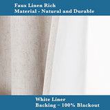 H.VERSAILTEX Linen Blackout Curtains Durable Thick Textured Linen Look 100% Blackout Patio Door Curtain Anti Rust Grommet Extra Wide Sliding Door Curtain Panel, W100 x L96 inch- Ivory