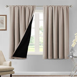H.VERSAILTEX 100% Blackout Curtains for Bedroom Thermal Insulated Curtains & Drapes Blackout Curtains 54 Inches Long Rod Pocket Curtains for Living Room with Black Liner 2 Panels Set, Natural Sand