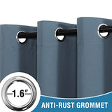 H.VERSAILTEX 100% Blackout Patio Curtains Thermal Insulated Curtains for Sliding Door Extra Wide Window Panels Full Light Blocking Grommet Curtains with Black Liner, W100 x L84 inch - Stone Blue