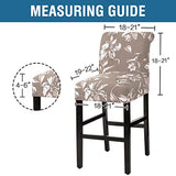 H.VERSAILTEX Stretch Bar Stool Cover Set of 4 Pub Counter Stool Chair Slipcover for Dining Room Cafe Height Side Chairs Feature Modern Floral Printed Design, Camel