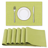 H.VERSAILTEX Linen Placemats Set of 6 Premium Solid Table Placemats for Dining Table Spill-Proof Waterproof Table Mats Heat-Resistant Kitchen Table Mats Washable, 12x18 inches, Lemon