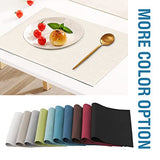 H.VERSAILTEX Linen Placemats Set of 4 Premium Solid Table Placemats for Dining Table Spill-Proof Waterproof Table Mats Heat-Resistant Kitchen Table Mats Washable, 12x18 inches, Ivory