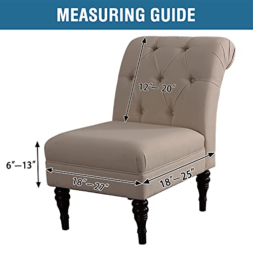 Armless Chair Slipcover High Stretch Accent Chair Cover Removable Chair Cover for Living Room Modern Furniture Protector with Elastic Bottom Thick Bouncy Modern Style, Machine Washable, Taupe