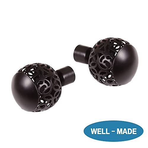 H.VERSAILTEX Window Treatment Single Curtain Rod Set Telescoping Curtain Rod with Carved Hollow Ball Finials, Adjustable Length from 28 to 48-Inch, 3/4 Inch Diameter, Bronze