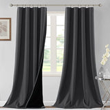 H.VERSAILTEX 100% Blackout Curtains for Bedroom Thermal Insulated Curtains & Drapes Blackout Curtains 108 Inches Long Rod Pocket Curtains for Living Room with Black Liner 2 Panels Set, Charcoal Gray