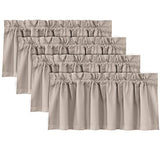 H.VERSAILTEX 100% Blackout Curtain Valances for Kitchen Windows/Bathroom/Living Room/Bedroom Thermal Insulated Rod Pocket Valances for Windows, 4 Pack, 52" x 18", Natural Sand