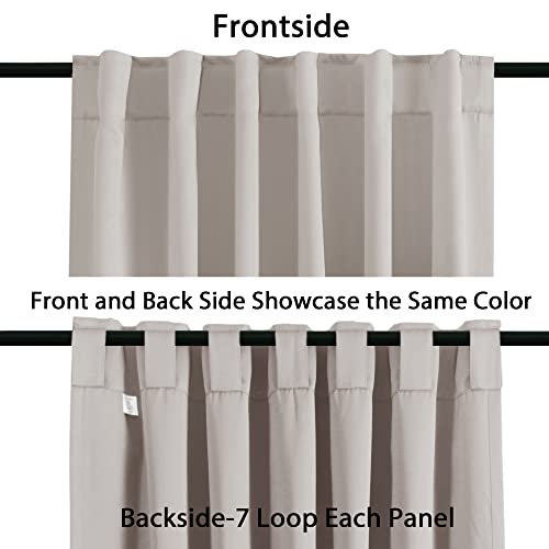 Blackout Curtains Thermal Insulated Window Treatment Panels Room Darkening Blackout Drapes for Living Room Back Tab/Rod Pocket Bedroom Draperies, 52 x 54 Inch, Stone, 2 Panels
