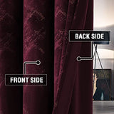 Luxury Velvet Curtains 95 Inches Long Thermal Insulated Blackout Curtains for Bedroom Foil Print Thick Soft Velvet Grommet Curtain Drapes for Living Room Vintage Home Decor, 2 Panels, Burgundy