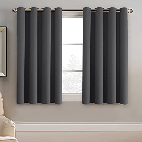 H.VERSAILTEX Blackout Curtain for Living Room Thermal Insulated Window Treatment Curtain Extra Long 45 inch Length Energy Saving Solid Grommet Top Blackout Drape, One Panel, Charcoal Gray