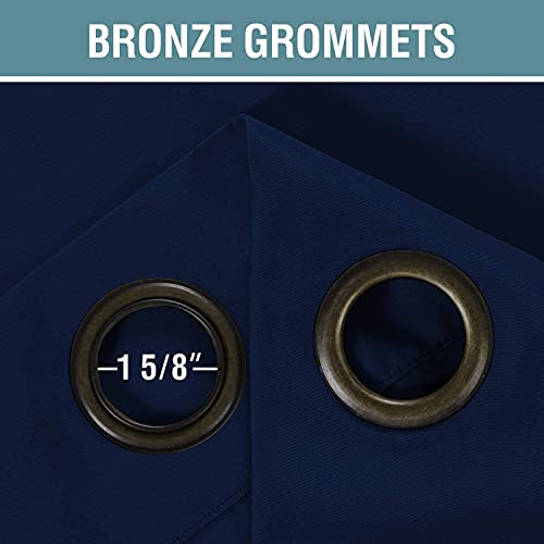 H.VERSAILTEX Blackout Curtain for Living Room Thermal Insulated Window Treatment Curtain Extra Long 45 inch Length Energy Saving Solid Grommet Top Blackout Drape, One Panel, Navy Blue