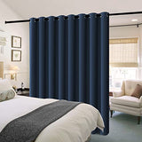 H.VERSAILTEX 100% Blackout Patio Curtains Thermal Insulated Curtains for Sliding Door Extra Wide Window Panels Full Light Blocking Grommet Curtains with Black Liner, W100 x L84 inch - Navy
