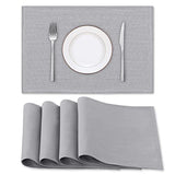 H.VERSAILTEX Linen Placemats Set of 4 Premium Solid Table Placemats for Dining Table Spill-Proof Waterproof Table Mats Heat-Resistant Kitchen Table Mats Washable, 12x18 inches, Grey