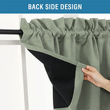 H.VERSAILTEX 100% Blackout Curtain Valances for Kitchen Windows/Bathroom/Living Room/Bedroom Thermal Insulated Rod Pocket Valances for Windows, 4 Pack, 52" x 18", Sage